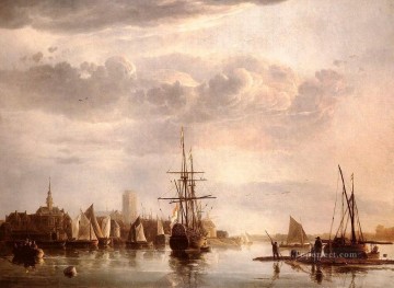  EC Arte - Vista del paisaje marino de Dordrecht, pintor Aelbert Cuyp